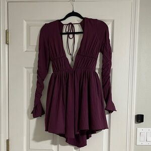 Oh Polly Deep Purple Long Sleeve Dress